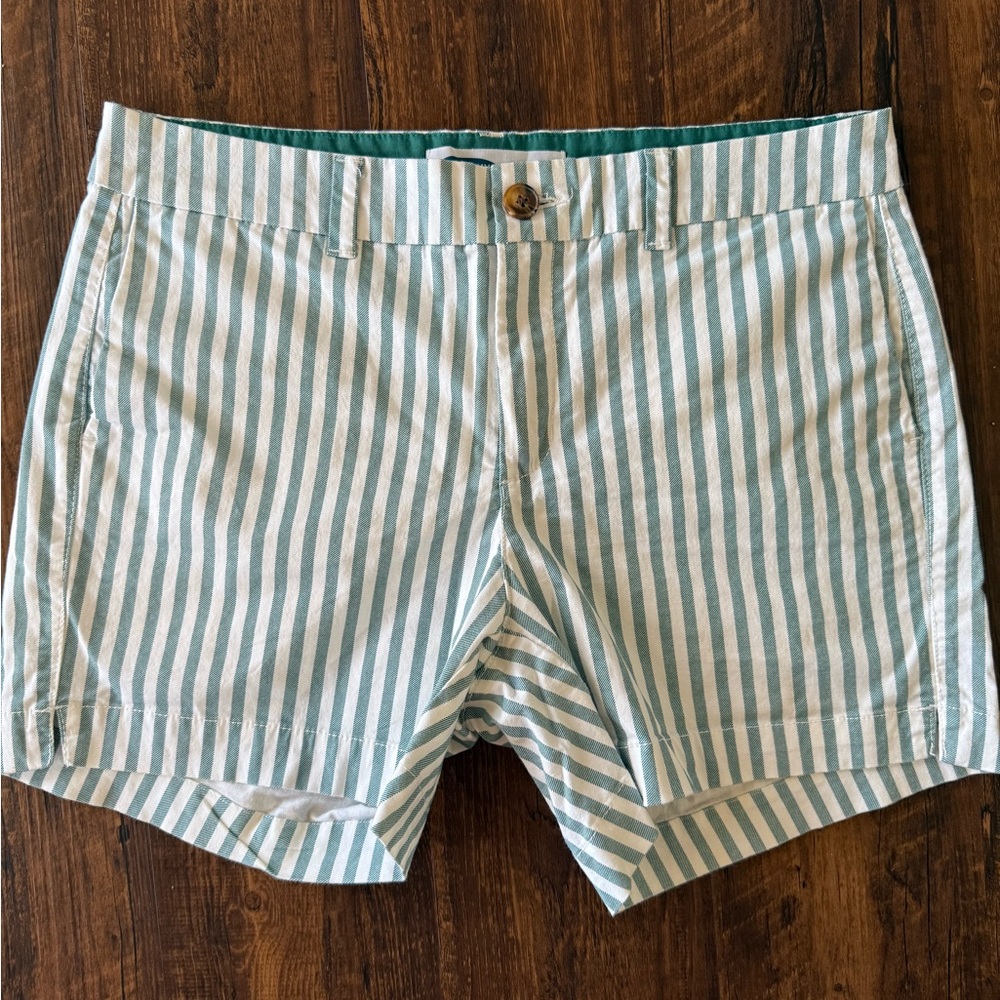 Striped Shorts in Light Green and White